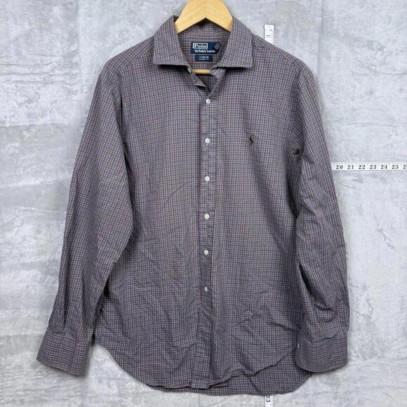 Polo Ralph Lauren VTG Stanton Classic Fit Multicolor Plaid Shirt Men’s Large 90s - Picture 2 of 10